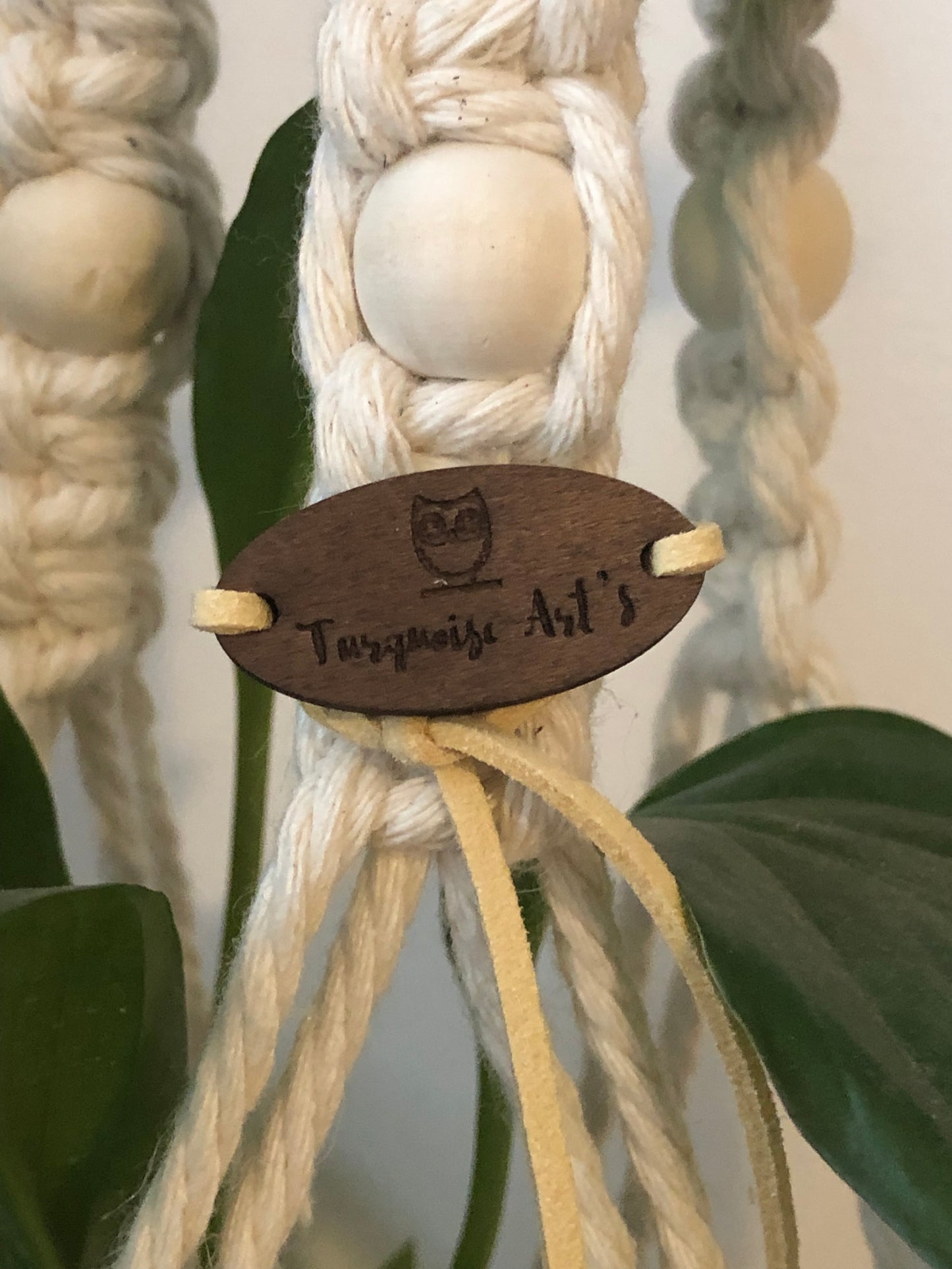 Grande suspension porte pot double en macramé