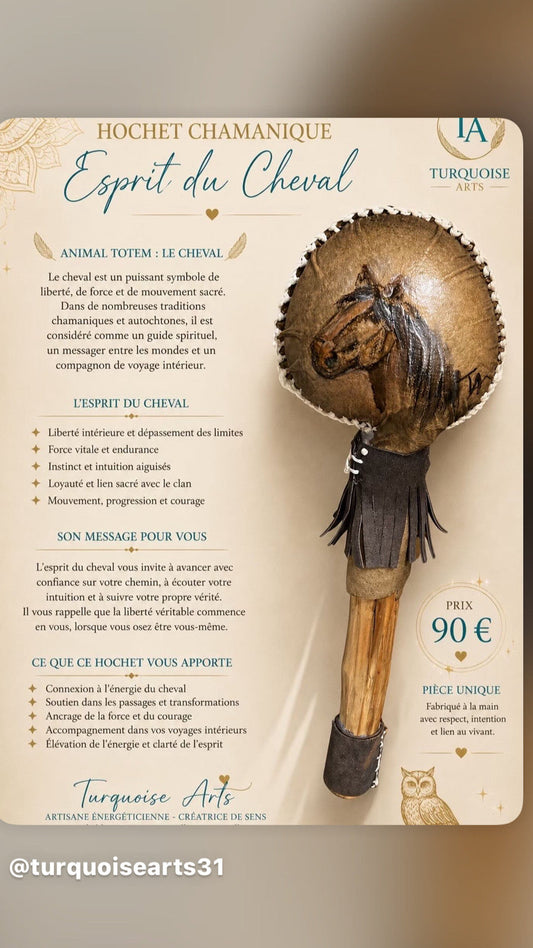 Hochet chamanique l’esprit du cheval