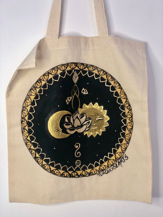 Sac tote bag « L’équilibre lune soleil »
