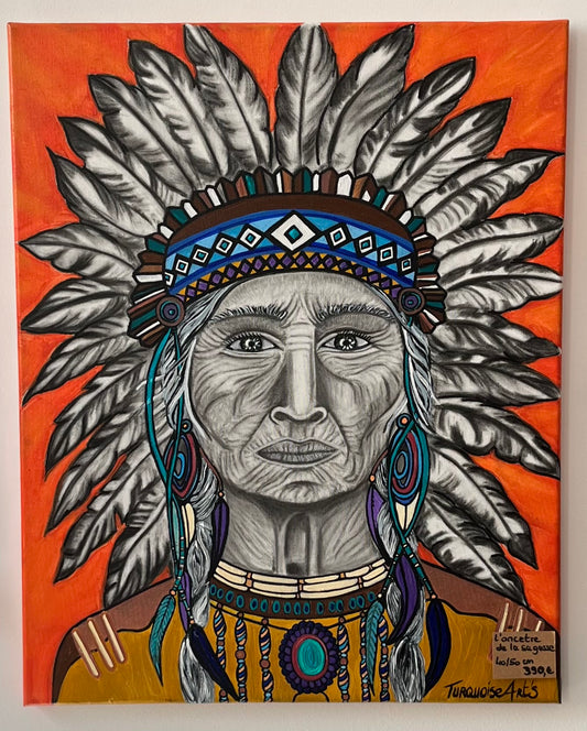 Toile « L’ancêtre de la sagesse » 40/50 cm.
