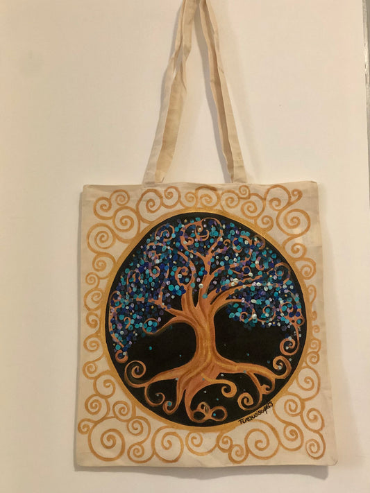 Sac en coton peinture l’arbre de vie