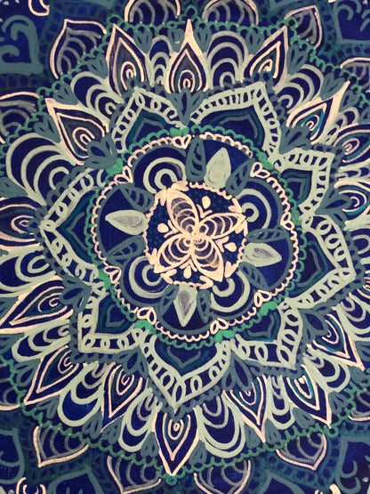 Toile énergétique « Bouddha ,les 7 Chakras, planètes de l’univers, protection ».