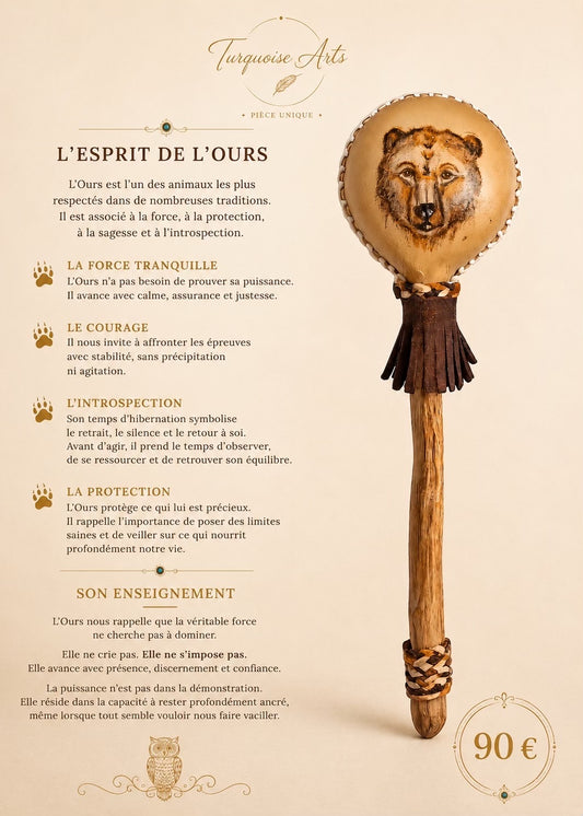Hochet chamanisme Esprit de l’ours 