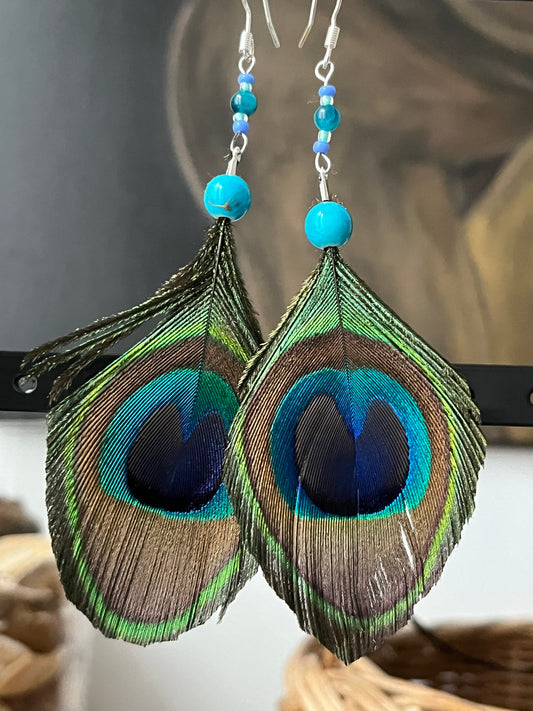 Boucles d’oreilles paon
